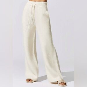 NWT CARBON38 Sweater Pant High-Rise Wide Leg Trouser ivory size small